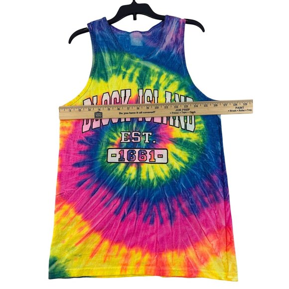 Block Island Tie Dye Tank Top Rainbow Sleeveless Shirt Unisex Medium - Picture 4 of 4